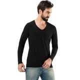 Hmd 719 Erkek V Yaka Uzun Kollu Pamuklu Atlet, Siyah, L Beden