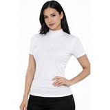 Hmd Kadın Yarım Boğaz Kısa Kollu %92 Pamuk Likralı Body - Beyaz - 2XL