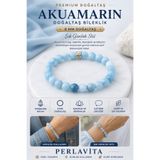 hmgtaş Kadın Erkek Bileklik Akuamarin Charm Detaylı 8 mm Günlük Takı Aksesuarı