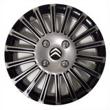HMNL Citroen Nemo 15'' Inç Gri - Siyah 4'lü Set Jant Kapağı Çelik Jant Görünümlü