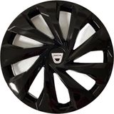 HMNL dacia 15'' Inç Piano Black Siyah 4lü Set Jant Kapağı Çelik Görünümlü