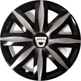 HMNL dacia Duster 15'' Inç Gri - Siyah Renk 4lü Set Jant Kapağı Çelik Görünümlü