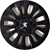 HMNL Peugeot 107 15'' Inç Piano Black Siyah 4'lü Set Jant Kapağı Çelik Jant Görünümlü