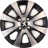 HMNL Peugeot 15'' Inç Gri - Siyah 4'lü Set Jant Kapağı Çelik Jant Görünümlü