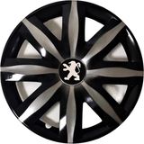 HMNL Peugeot 206 + 15'' Inç Gri - Siyah 4'lü Set Jant Kapağı Çelik Jant Görünümlü