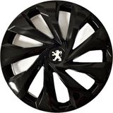 HMNL Peugeot 301 15'' Inç Piano Black Siyah 4'lü Set Jant Kapağı Çelik Jant Görünümlü