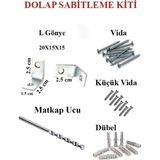 Hmo Dizayn Gri L Demir Dolap Sabitleme 15*25*25 Masa Gönye (10 Adet) +Vida + Dubel+Elmas Beton Matkap Ucu