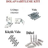 Hmo Dizayn Gri L Demir Dolap Sabitleme 15*25*25 Masa Gönye (5 Adet) + Vida + Dubel