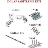 Hmo Dizayn Gri L Demir Dolap Sabitleme 20*45*45 Masa Gönye (5 Adet) + Vida + Dubel