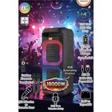 HMO Store 1800W Çift 8" Woofer Bluetooth Party Hoparlör, Rgb Işık Efektli, Çift Kablosuz Mikrofonlu & Uzaktan Kumandalı Taşınabilir Karaoke Ses Sistemi - Siyah