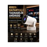 HMO Store 2026 Seri Bataryalı Taşınabilir Android Projeksiyon | 4K Destek, WiFi 6 & Bluetooth, Premium Ev Sineması