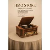 HMO Store Retro Ahşap Pikap ve Radyo - Bluetooth Özellikli Nostaljik Plak Çalar - Kahverengi