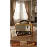 HMO Store Saatli Nostaljik Radyo - Fm/am/sw Bantlı, Şarjlı/pilli USB Çalar - Kahverengi