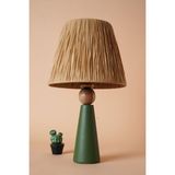 HMY Design Amande Handmade Seramik Abajur Yeşil-Hasır - Naturel