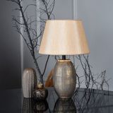 HMY Design New Fonce Seramik Abajur Kahve Gold – Modern Dekoratif El Yapımı Masa Lambası – E27 Uyumlu - Kahverengi - Altın