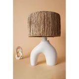Hmydesign Droite Handmade Seramik Abajur Beyaz Hasır