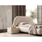 Hmz Hilton Oval Dolgulu Başlıklı Bej Tek Kişilik Karyola 120 x 200 cm