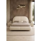 Hmz Hilton Oval Dolgulu Başlıklı Bej Tek Kişilik Karyola 120 x 200 cm