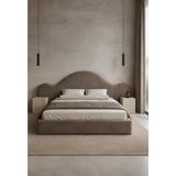 Hmz Mira Leke Tutmayan Kumaşlı Modern Tasarım Başlıklı Kahverengi Çift Kişilik Karyola 180 x 200 cm