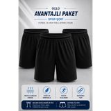 hn sport 3' Lü Paket Spor Şort Cepsiz Astarlı ve İpli Halı Saha Futbol Şortu Hafif Rahat Antrenman ve Maç Şortu