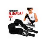 hn sport Çocuk Boks Bandajı 2,5 m X 2 Adet Siyah El Bandajı Kick Boks Muay Thai Wushu Fitness Crossfit