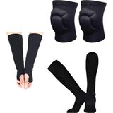 hn sport Siyah Voleybol Dizliği Set 6 Parça Dizlik Kolluk Ve Uzun Çoraplı Voleybol