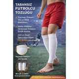 HN Sport Tekmelik Tutucu Tozluk Tabansız Futbolcu Tozluğu Beyaz | Kaymaz Elastik, Nefes Alabilen Esnek Kumaş - 39 - 44