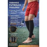 HN Sport Tekmelik Tutucu Tozluk Tabansız Futbolcu Tozluğu Beyaz | Kaymaz Elastik, Nefes Alabilen Esnek Kumaş - Siyah - 39 - 44