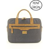HNB Unisex Kanvas Su Geçirmez 15.6 Inç Bilgisayar Laptop Evrak Çantası - Siyah