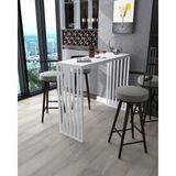 Hnc Home Bar Masası Metal Iskeletli Yüksek Yemek Masası Mutfak Masası Dresuar Kahve Köşesi Peteküstü - Beyaz - Beyaz
