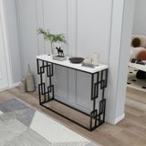 Hnc Home Modern Metal Iskeletli Özel Tasarım Dresuar Konsol Makyaj Masası, Petek Üstü Raf, 100 x 30 cm - 100 x 30 cm - Beyaz - Siyah