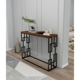 Hnc Home Modern Metal Iskeletli Özel Tasarım Dresuar Konsol Makyaj Masası, Petek Üstü Raf, 100 x 30 cm - 100 x 30 cm - Ceviz - Siyah
