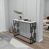 Hnc Home Modern Metal Iskeletli Özel Tasarım Dresuar Konsol Makyaj Masası, Petek Üstü Raf, 108 x 30 cm - Beyaz - Siyah