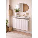 Hnc Home Petek Üstü Dresuar 100X18 cm Radyatör Rafı Kitaplık Oval Kenarlı Petek Üstü Antre Mutfak Salon Rafı - Beyaz