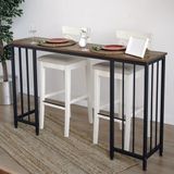 HNC Mutfak Masası, Bar Masası, Dresuar, Makyaj Masası, Konsol Raf Petek Üstü Raf, Metal Ayak Bar Masası - Ceviz - 150 x 32