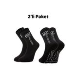 HNC Sport 2'Li Siyah Kaydırmaz Silikonlu Taban Nefes Alan Premium Futbol Fitness Koşu Sporcu Çorap