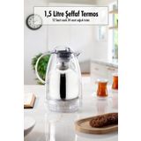 HNG HOME 1.5 LT Isı Yalıtımlı Çay Ve Soğuk Su Termosu Şeffaf (12 Saat Sıcak Tutar& İçi Camdır)