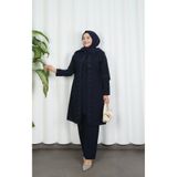 HNT Hayrunnisa Tesettür Kolları Taşlı Büyük Beden İkili Takım Anne Takımı Lacivert HNT7097