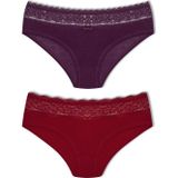 Hnx 2'Li Pamuklu Beli Dantelli Hipster Kadın Boxer Külot