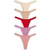 HNX 5'li File Lastik Interlok String Kadın Külot - Standart - Karışık - Kırmızı