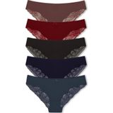 Hnx 5'Li İnterlok Lazer Kesim Arkası Dantel Slip Kadın Külot
