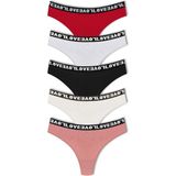 HNX 5'li Love Lastik Pamuklu Arkası Dantel Tanga Kadın Külot - XL - Karışık - Bej