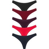 HNX 5'li Pamuklu Tanga Kadın Külot - 3XL - Karışık - Kırmızı