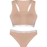 Hnx Açık Kahverengi Lastikli Spor Sütyen Ve Bikini Kadın Külot
