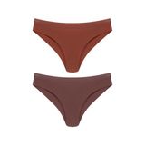 HNX UNDERWEAR 2'li Micro Lazer Kesim Petek Lastik Hayalet Brazil Kadın Külot Tarçın-Koyu Kahve XL hnxNM3519