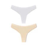 HNX UNDERWEAR 2'li Micro Lazer Kesim Petek Lastik Hayalet String Kadın Tanga Külot Beyaz-Ten L hnxNM8038