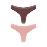 HNX UNDERWEAR 2'li Micro Lazer Kesim Petek Lastik Hayalet String Kadın Tanga Külot Kahve-Bordo M hnxNM8047