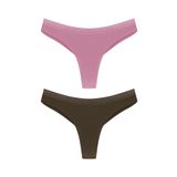 HNX UNDERWEAR 2'li Micro Lazer Kesim Petek Lastik Hayalet String Kadın Tanga Külot Leylak-Siyah L hnxNM8046