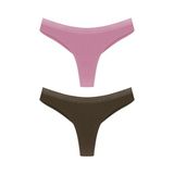 HNX UNDERWEAR 2'li Micro Lazer Kesim Petek Lastik Hayalet String Kadın Tanga Külot Leylak-Siyah M hnxNM8061