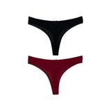 HNX UNDERWEAR 2'li Mikro Kumaş Lazer Kesim Hayalet String Tanga Kadın Külot Bordo-Siyah L hnxNM6890